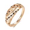 Natural Zircon Hollow Wave Ring Fine  Rose Gold Ethnic Wedding Rings For Women Beach Party Vintage Jewelry  New