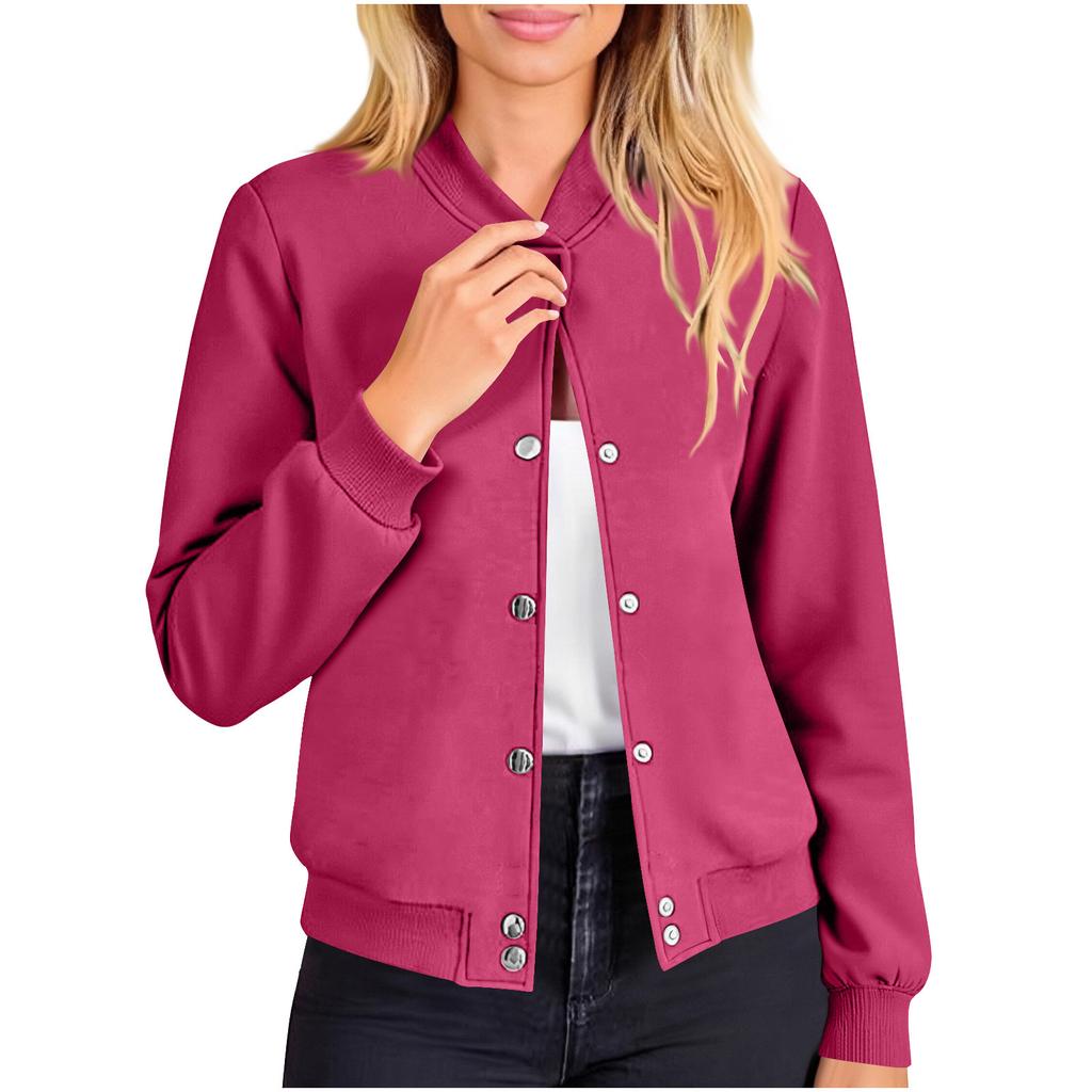 Women's Casual Loose Fit Long Sleeve Hoodie Jacket with Stand Collar for Street