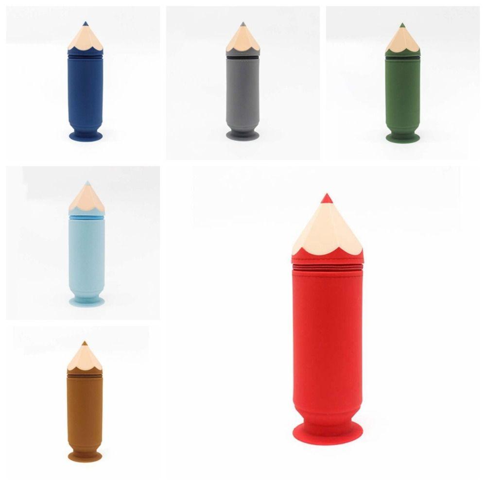 Large Capacity Pencil Shape Pen Holder Waterproof Pen Storage Bucket Makeup Brush Holder  Ruler