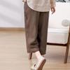High-End Women's Summer Ramie Wide-Leg Cropped Pants - Lightweight, Casual Cotton Linen Design
