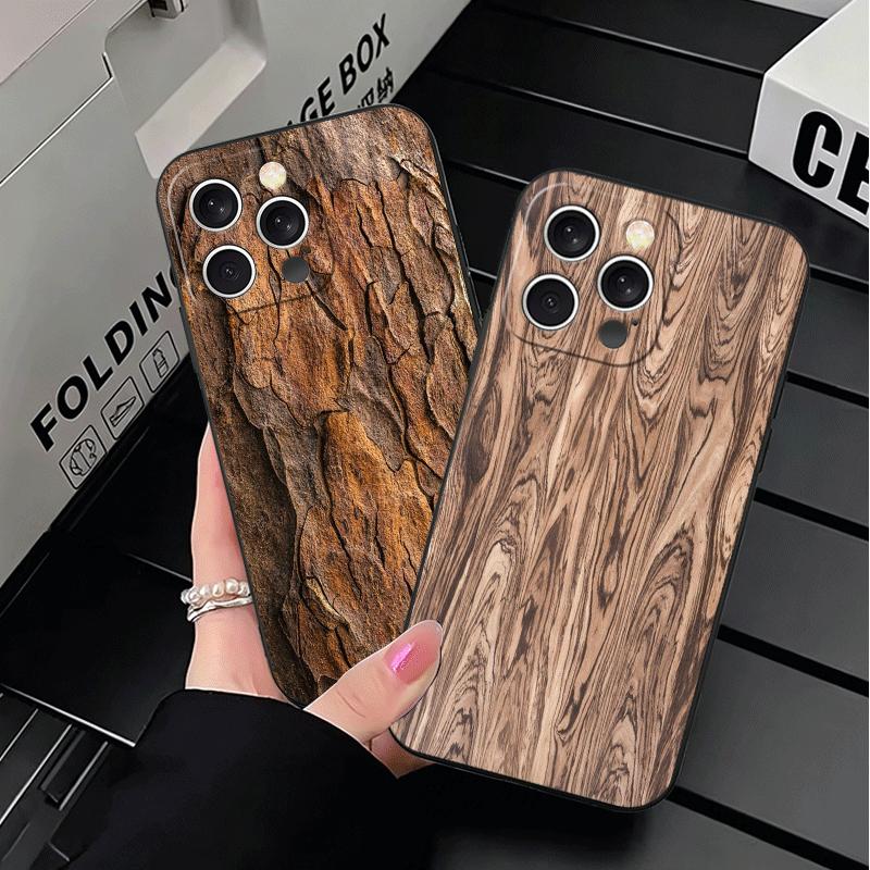 Vintage Wood Grain Pattern Soft Phone Case for iPhone 16 16E 17 Air 15 Pro Max 14 Plus 13 Mini 11 12 7 Black Cover Back Shell