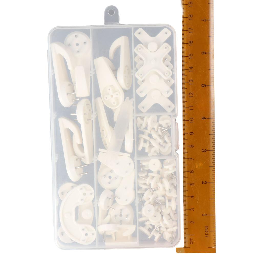61 Pcs Plastic Picture Hanger  Picture Hanging Kit Invisible Nail Hangers  Hardwall