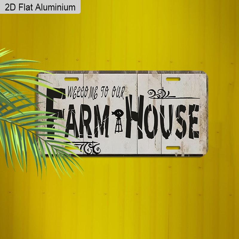 2D Flat 1pc Vintage Metal Aluminum Sign Decoration | Welcome To Our Farmhouse, 12'' × 6'' Retro Sign, Outdoor Plaque & Wall Art for Farmhouse, Porch