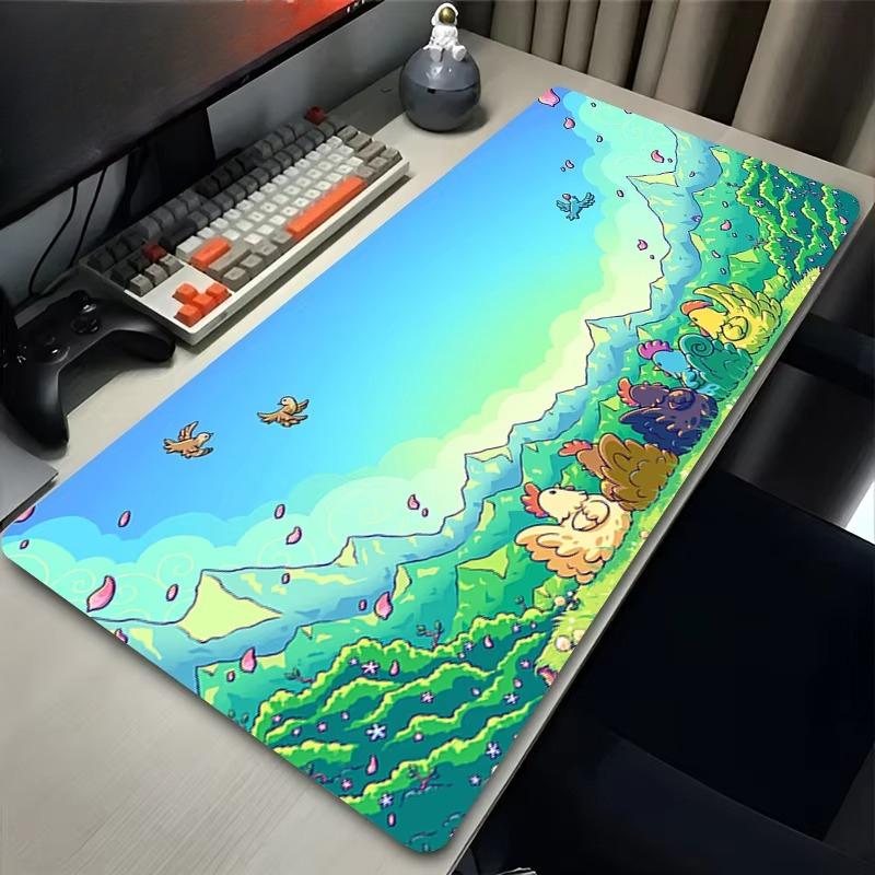 Psychedelic Sunset Mountain Large Gaming Mouse Pad Aesthetic Anime Style Desk Mat for Gamers