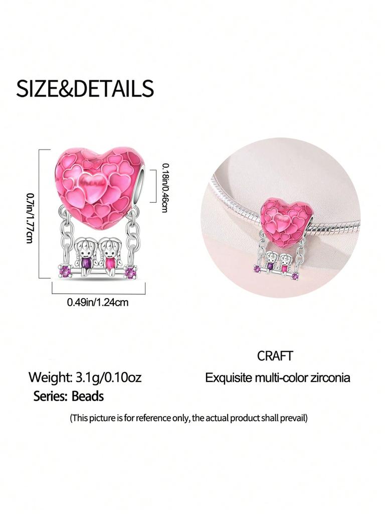 Charm Copper Colors Pink Heart Friendship Bag Bead For Original Bracelet Diy Beads Charms Jewellery Making Gift For Women Styfne