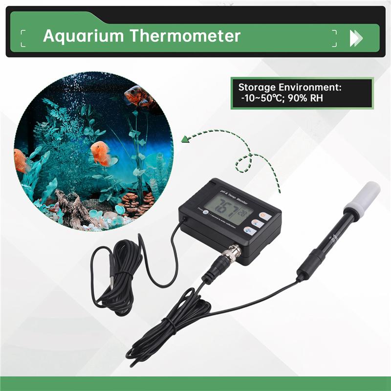 AB34-Combo Digital Combination Temperature& PH Meter, Aquarium Thermometer With Automatic Calibration Function, PH Monitor Syste