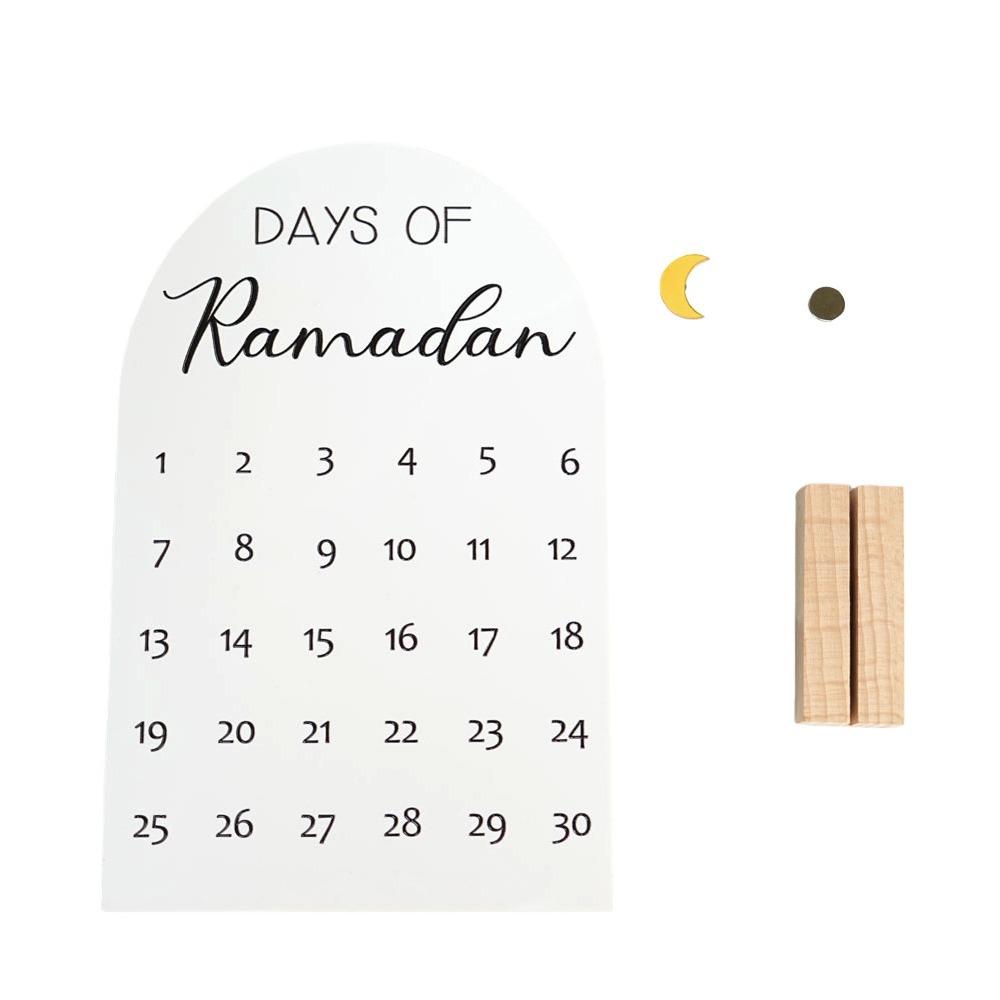 Creative White Ramadan Countdown Calendar 30 Days Moon Castle Advent Calendar Decorative Style Acrylic Desktop Ornament Muslim белый