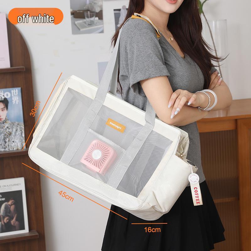 Przenośna torba-transporter dla kota i małego psa - Zimowa podróż, na ramię i do ręki, Duża pojemność z siatką.