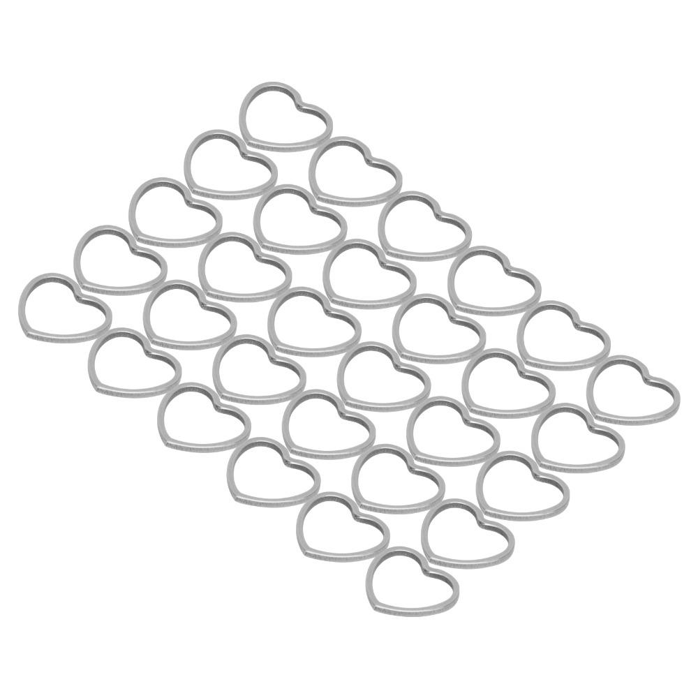 30pcs Stainless Steel Stainless Steel Pendants Hollow Frame Small Linking Ring Charms Silver 14mm Size