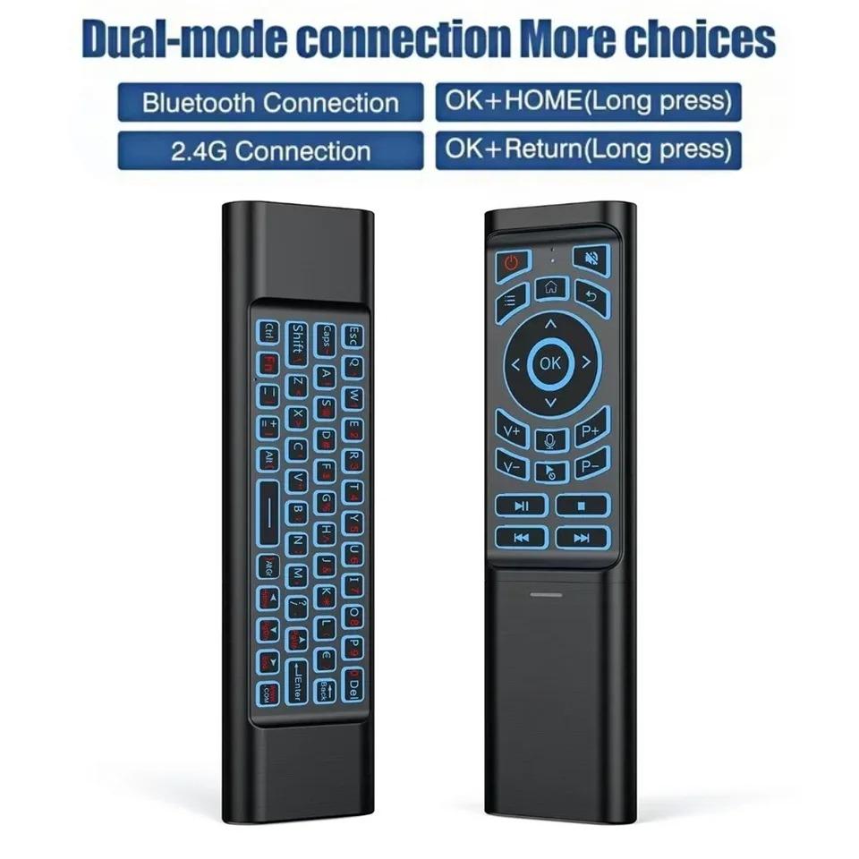 Mouse Aereo Retroilluminato a 7 Colori con Telecomando, Voce, Giroscopio, Mini Tastiera, Doppia Modalità Wireless 2.4G BT5.2 Per Android Smart TV Box PC