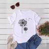 European and American Summer Women's Dandelion Print Round Neck Short-Sleeve Casual T-Shirt