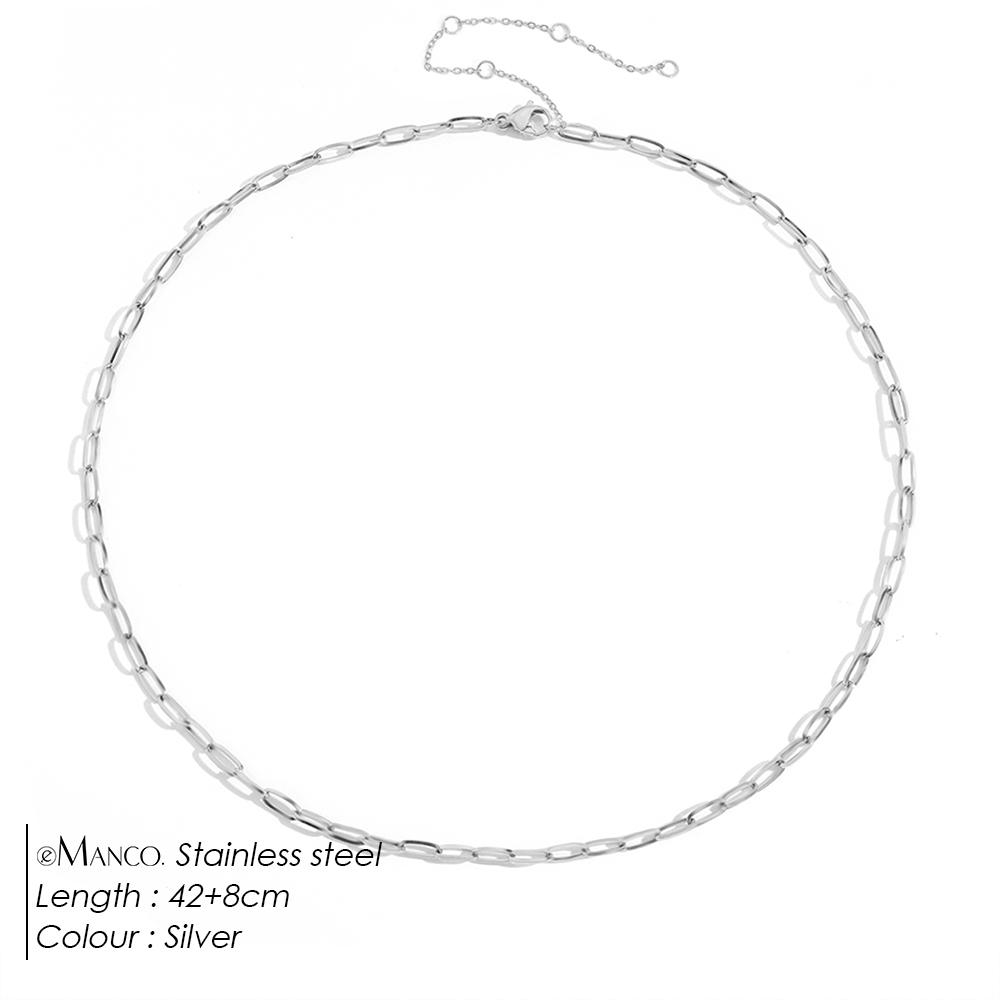 eManco Gold Color Stainless Steel Chain Necklace Women Chain Choker for Woman Jewelry