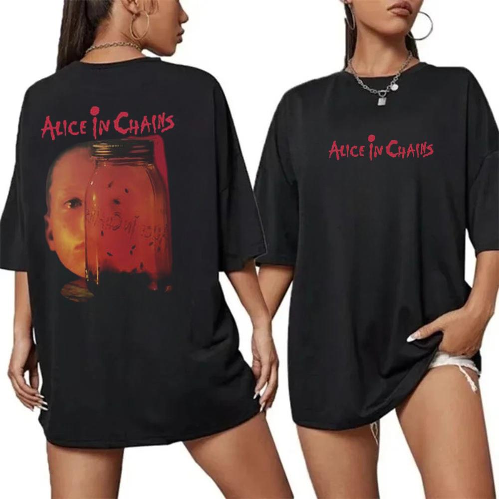Vintage Alice In Chains Print Short Sleeves Tshirt Grunge Rock Band Graphic Unisex Women 90s Alternative Music Merch Gift For Fan