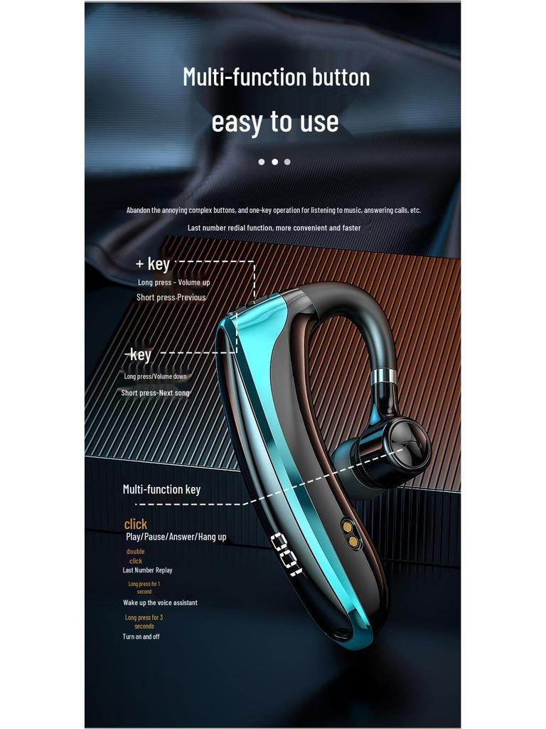 2025 Wireless Ear-Hook Bluetooth Headphones - 240 Hr Battery, Noise Reduction