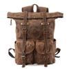 Waterproof Waxed Canvas Travel Backpack with Color-block Design for Men and Women, Fits Laptops