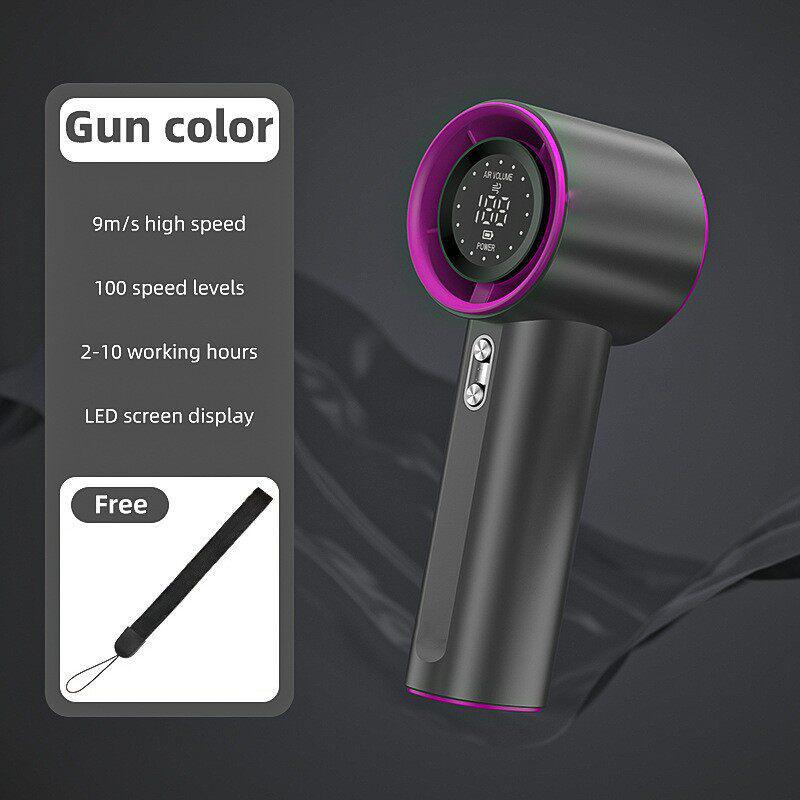 USB Rechargeable S001 Handheld Mini Fan: 100-Speed Digital Display, Powerful Turbo