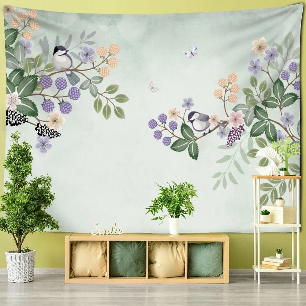 Vintage Green Tropical Plant Decorative Tapestry Home Wall Decor Living Room Office Tapestry