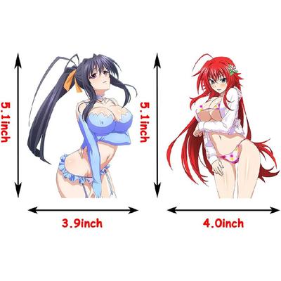 5,1 Zoll 2 Stück für Sexy Rias und Himejima Anime Autoaufkleber Cartoon Fenster Stoßstange Kofferraum Laptop Aufkleber Kratzfest