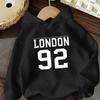 This children's casual hoodie featuresthenumber92andletterpatternsIt's warm comfortableandsuitableforspringautumnandwinter wear.