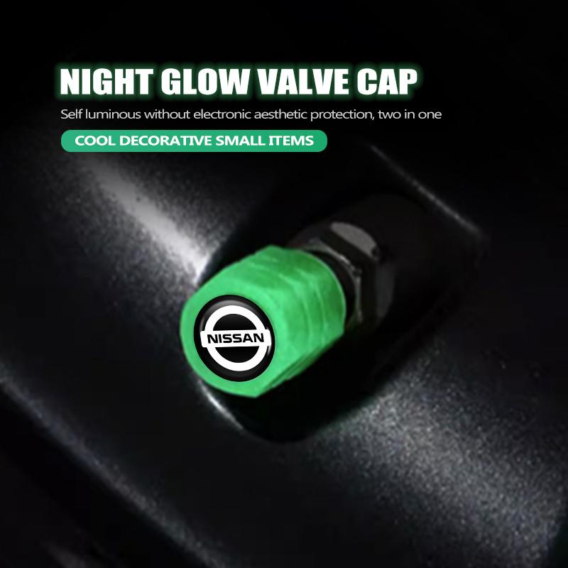 For Nissan AHA14PCS Car Luminous Tire Valve Cap Wheel Nozzle Night Glowing Caps For Nissan Patrol Y62 Y61 Versa Altima X-trail Sunny Qashqai