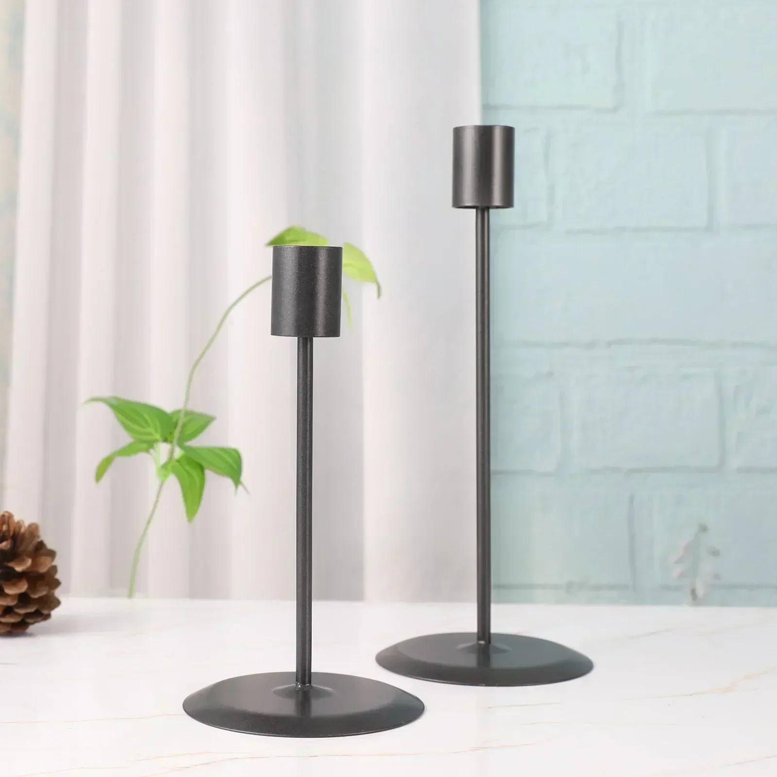 

Скандинавский подсвечник с одной головкой, простой железный художественный подсвечник, свадебное украшение, романтическая атмосфера, свеча, ужин, чашка со свечой 17X9cm&1Pc чёрный