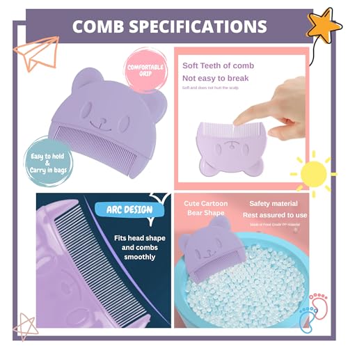 2-delat set med babykrämskrapa och badborste, Mjuk massageborste för nyföddas hår, Skonsam krämskrapa, Lila