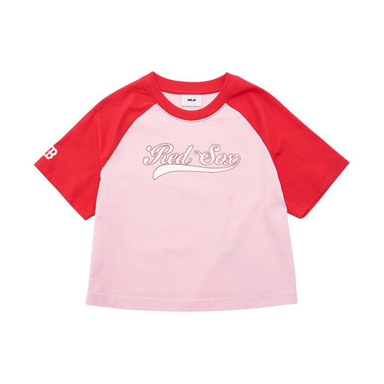 

New MLB Raglan Sleeve T Shirt Women s Light Pink 3FTSV1343-43PKL S