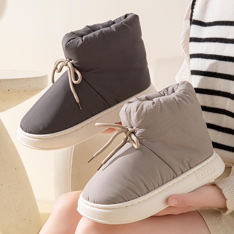 Women's 2025 Winter High-Top Cotton Slippers: Outdoor, Warm, Thick-Soled, Couple's Cold-Proof Design
