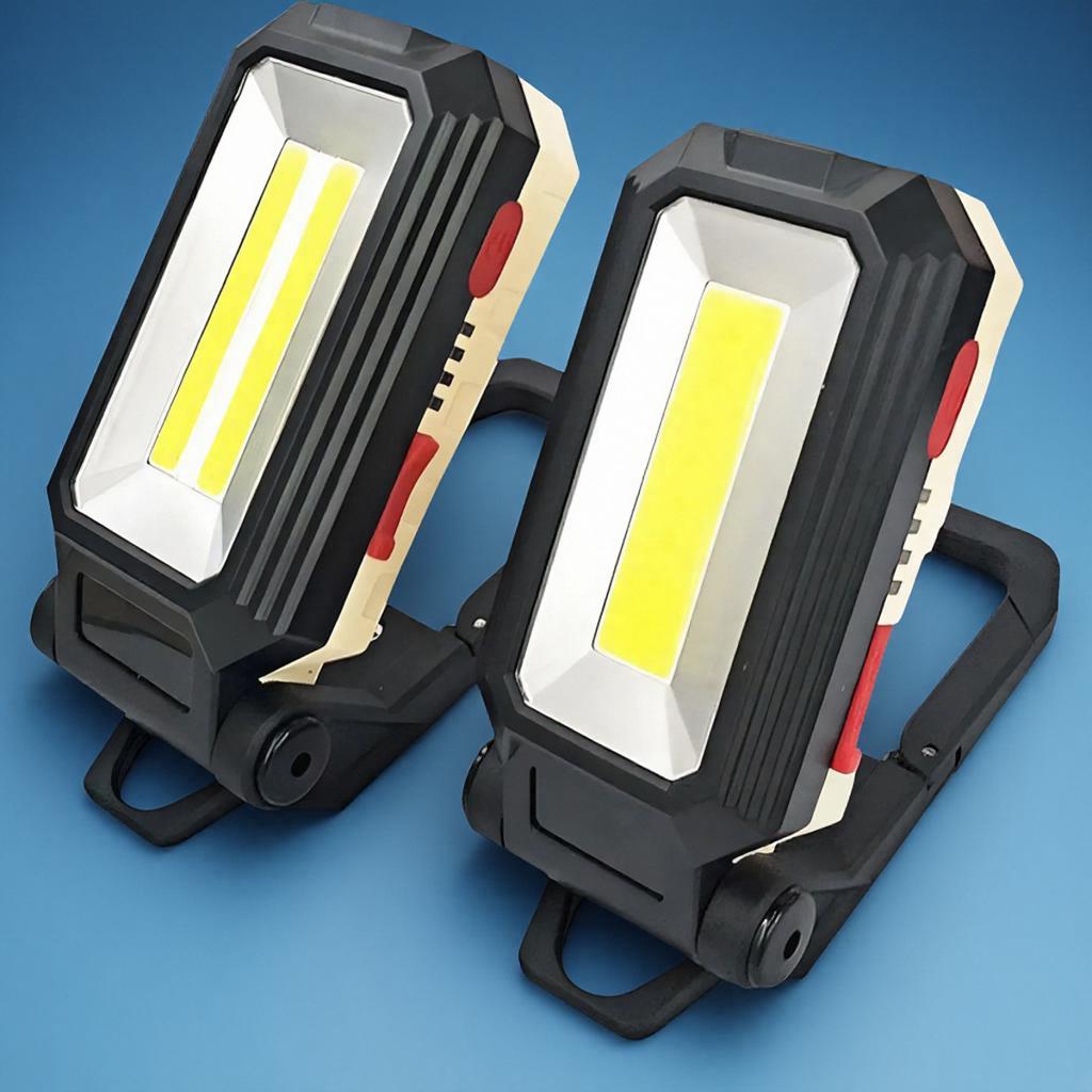Rechargeable COB Work Light Ultra Bright LED Inspection Lamp Folding Portable Outdoor Light with Hidden Hook
