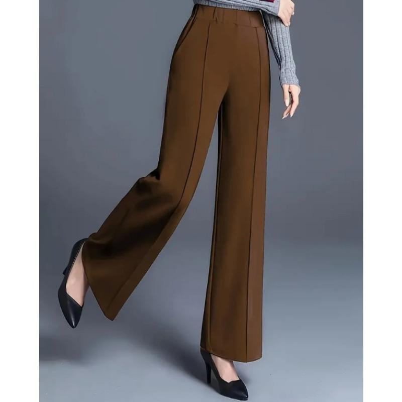 Solid-colored Wide-leg, High-waisted Loose and Slimming Casual Pants for Women In Autumn and Winter