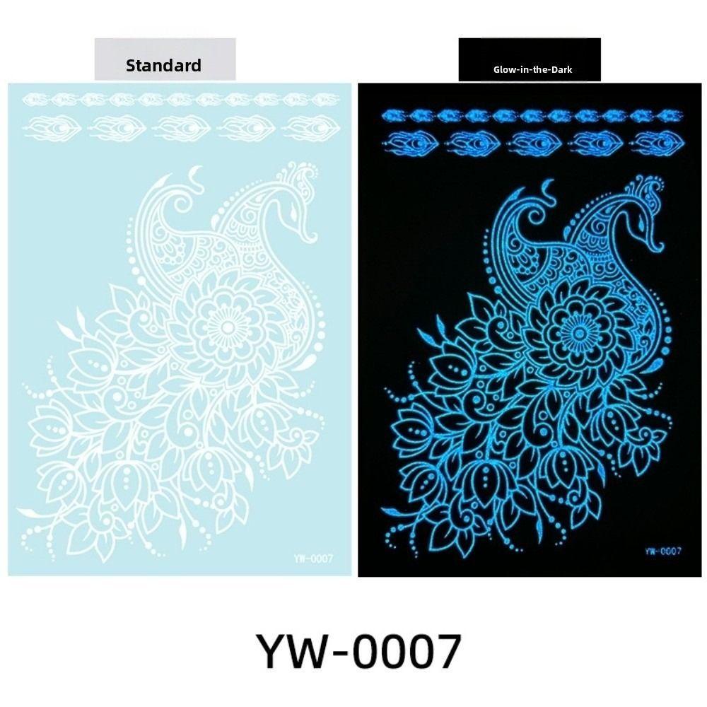 Leg Arm Luminous Henna Tattoo Sticker White Lace Temporary Tattoo  Women/Lady