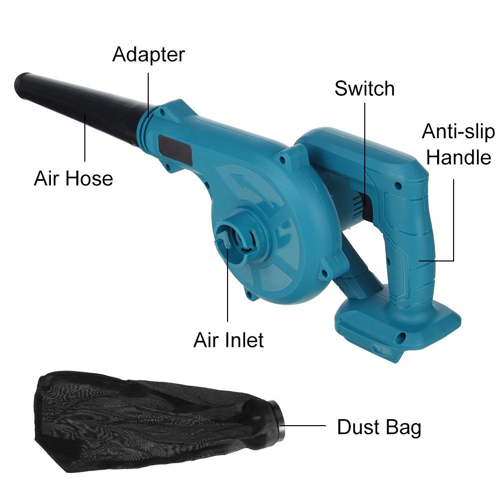 2 In 1 For 18V Battery 1500W 19000R/Min 288VF Cordless Air Blower Suction & Blowing Cleaner Electric Leaf Dust Collector