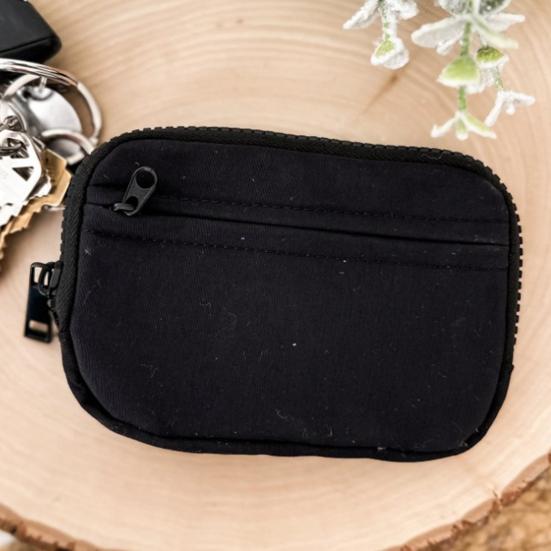 Portable Card Holder Mini Wallet Zipper Closure Multiple Compartments Waterproof Small Size Large Capacity Zip Keychain Pouch