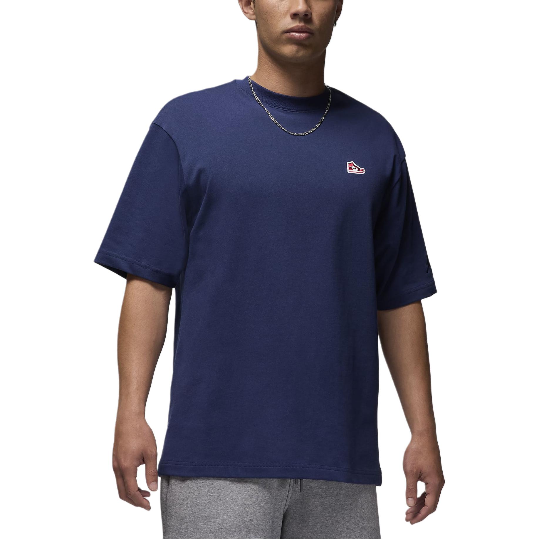 

Jordan Cotton Round Neck Short Sleeve T-Shirt Men tops Midnight-Navy FN5982-410 S