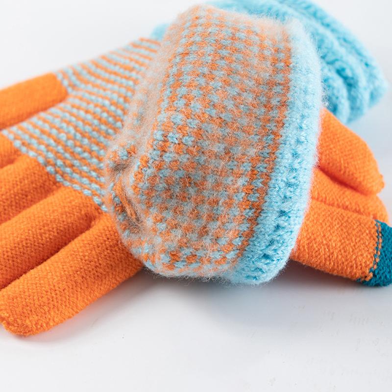 Autumn and Winter Women's Knitted Winter Gloves Cashmere Knitted Women's Warm Thick Gloves Touch Screen Ski Gloves