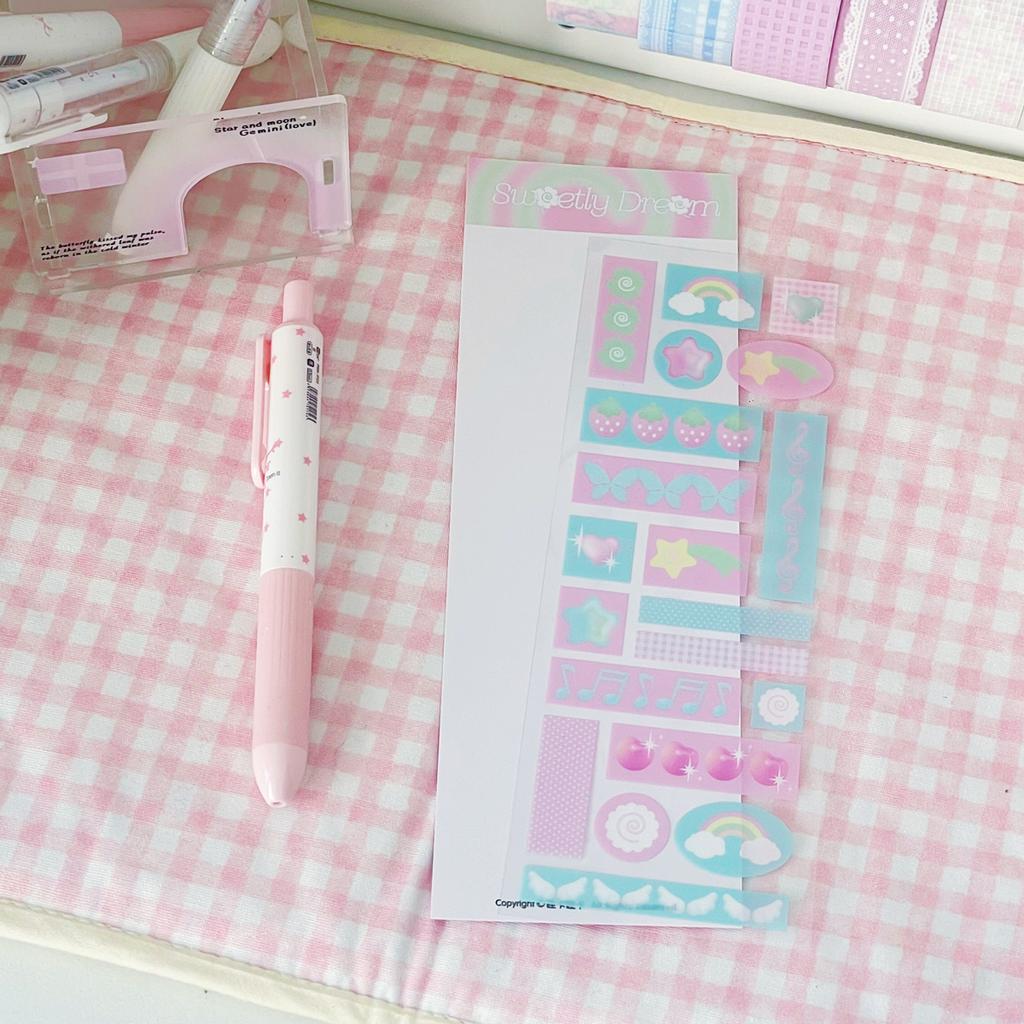 Stars Decal Stickers Scrapbooking Stationery Hearts Stickers PET Bubble Deco Sticker DIY Journal Planner