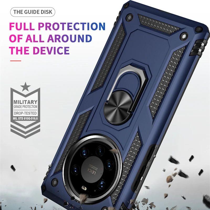 Etui dla Huawei Mate 40 Pro Plus Luksusowy Pancerz Magnetyczny Uchwyt Pierścień Etui na Telefon Dla Mate 40 Lite 40 Pro 40 Wstrząsoodporna Tylna Pokrywa