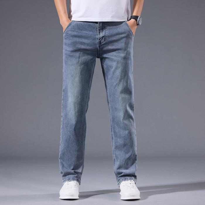 Herren Winter Warm Fleecegefüttert Dick Dehnbar Business Casual Jeans Leichte Hosen Bürokleidung