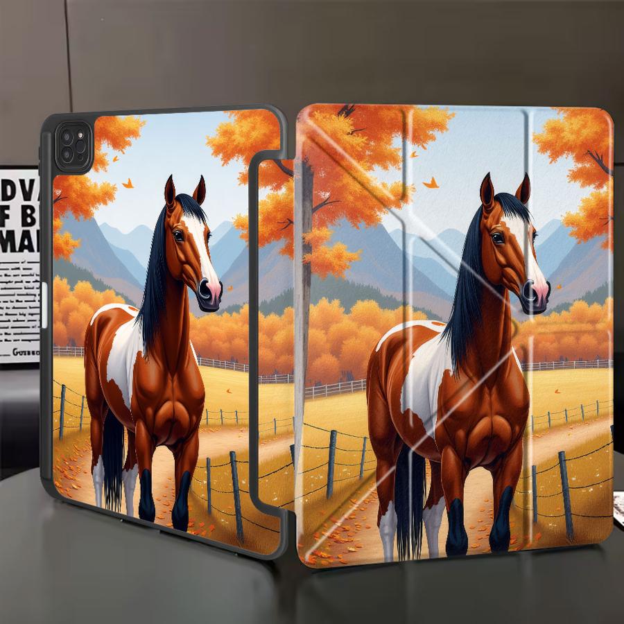 

Paint Horse On Autumn Path Holder Cover Tablet Case For iPad Air 4 5 M3 M2 1 2 M4 11inch Pro 2025 Pro 11th 10th 9th 8th 7th iPad Mini 7 8.3