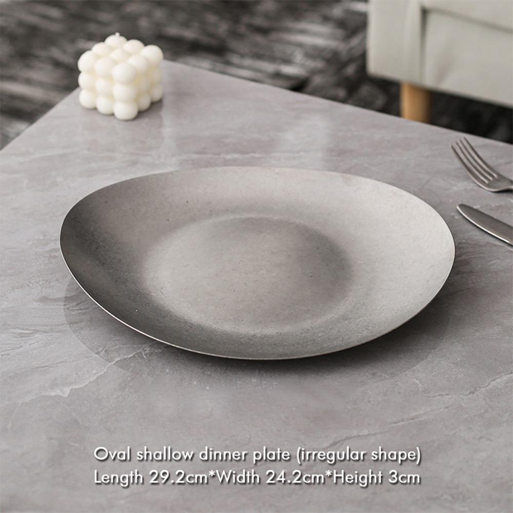 Plato de Cena Multifuncional de Metal Vintage Vajilla Irregular para Huesos Platos Retro para Comida Uso para Cenar
