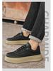 Men's Trendy Breathable White Leather Sneakers: Versatile, Thick-Soled Casual Shoes