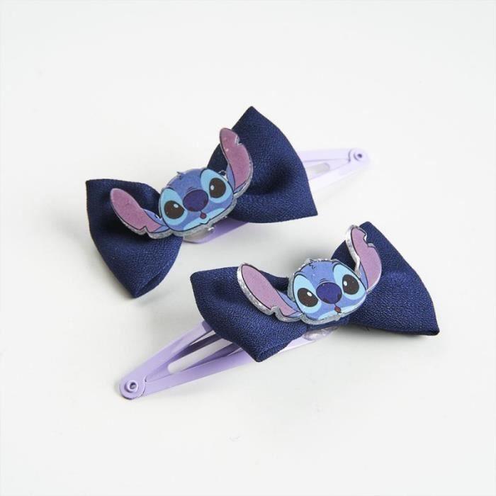 Barrettes Nœuds Stitch Disney - CERDA - Lot de 2 - Blanc - 100% Polyester - Licence Officielle