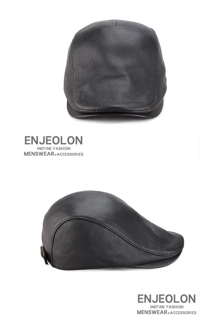 Unisex Genuine Leather Sheepskin Suede Flat Cap - Trendy Duckbill Beret for Spring, Autumn, and Winter