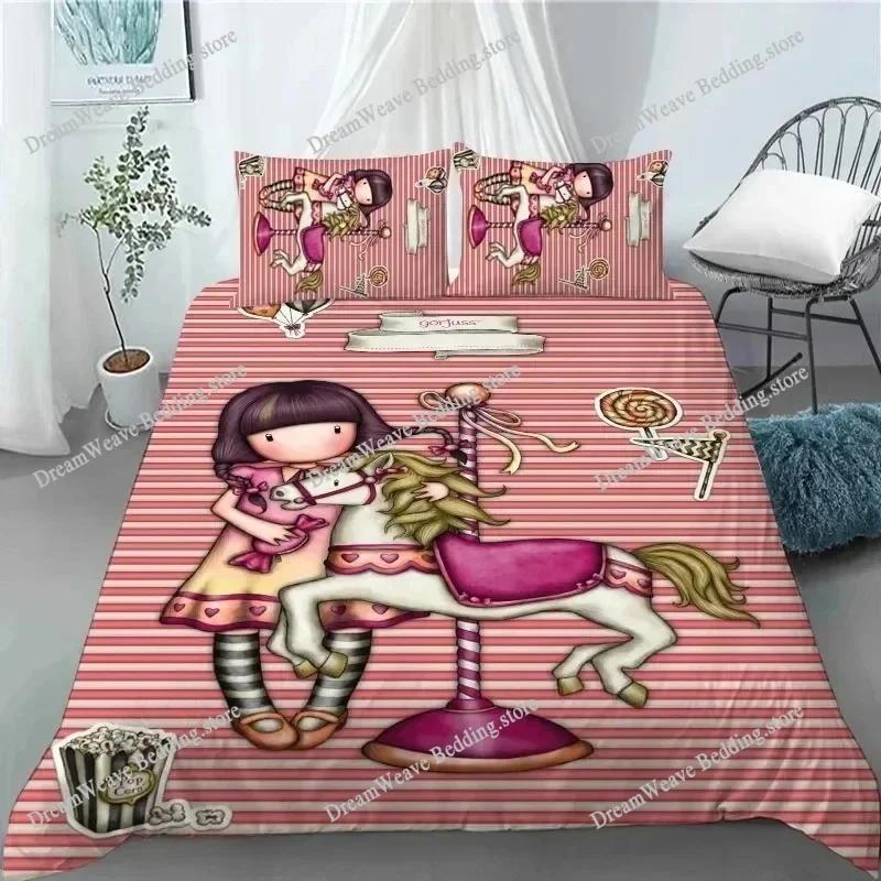 Set Copripiumino Santoro Gorjuss Matrimoniale Queen King Size Anime Bella Ragazza Set Biancheria da Letto Stampa 3D Santoro Gorjuss Copripiumino Ragazze