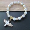 Nice Religious Stretch Bracelets Charm Angel for Cross Rosary Beads Bracelet Catholic Pendant for Women Jewelry Decor Gi