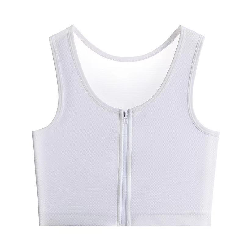 Junior High Sports Zipper Chest Binder Vest - Anti-Bump, Slim-Fit Design
