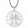 Bohemian Retro Distressed Silver Pendant Necklace with Cord Chain