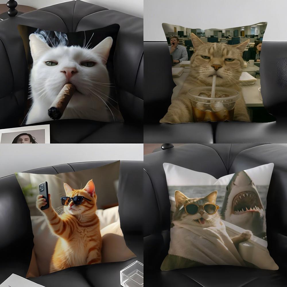 Funny Kitten Cute Cushion Cover Pillowcase Ultra Soft Skin Friendly Fabric Cloud Like Comfort Concealed Zipper