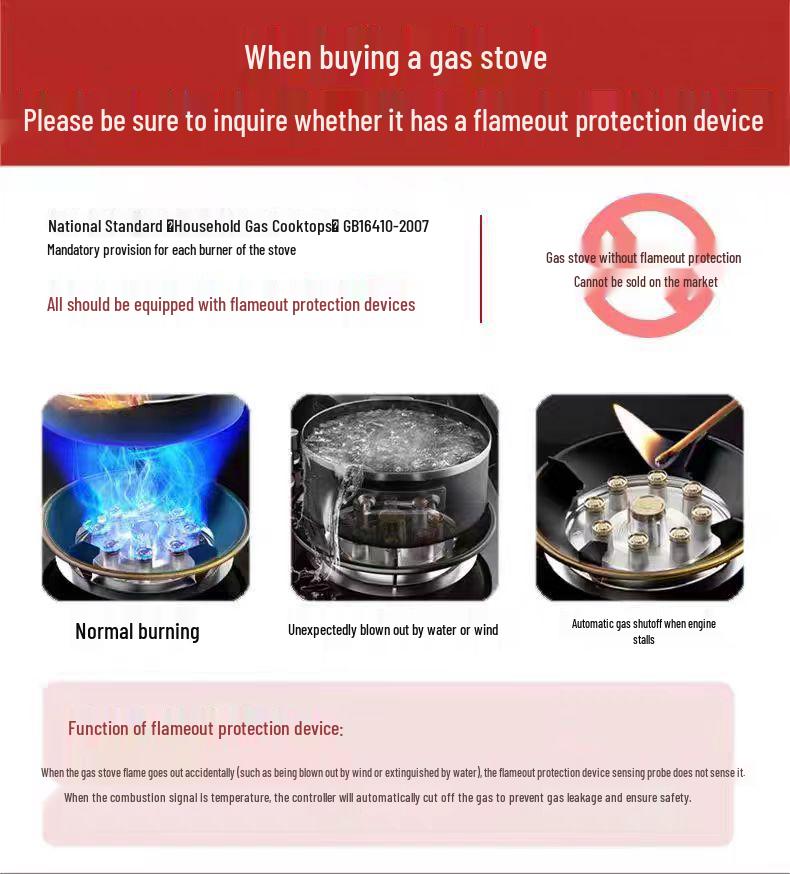 High-Power Single-Burner Gas Stove with Flameout Protection for LPG and Natural Gas