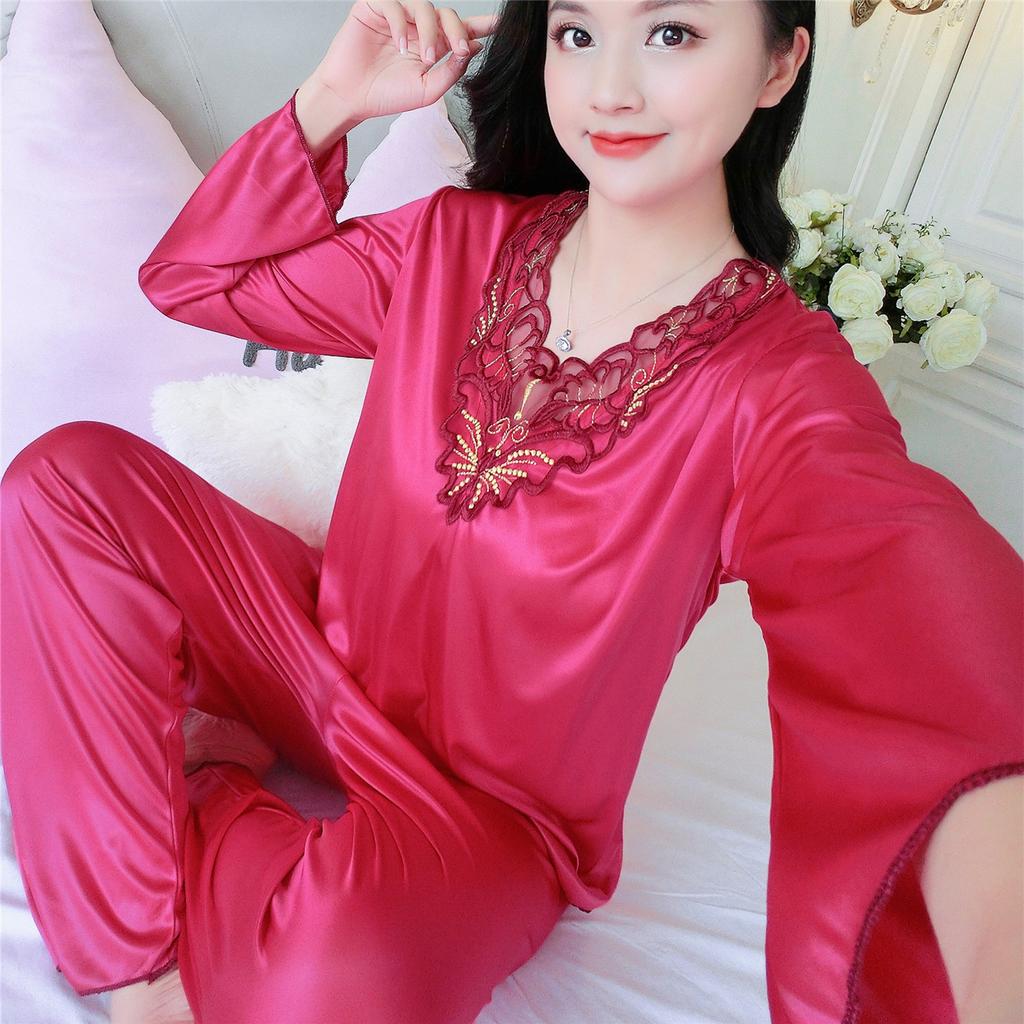 2 Pcs/Set Women Sleepwear Nightie Set Solid Color Sleeping Comfortable Soft Plus Size for Home